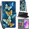 Haninsuze Cover per Oppo A57/A77 5G/A57S 4G Custodia Cover Pelle Libro Portafoglio con Porta Carte Magnetica Protezione Antiurto Cuoio Flip Case Custodia Cover per Oppo A57/A77 5G/A57S 4G, farfalla dorata