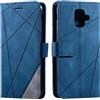 Vankii Cover per Samsung Galaxy A6 2018, Flip Caso Libro Premium Portafoglio Custodia in Pelle PU Magnetica,Custodia Pelle Sintetica TPU Silicone Antiurto,Funzione Supporto Slot Schede (Blu)