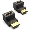 BENFEI Adattatore HDMI, 2 pezzi, ad angolo retto, da maschio a femmina, fino a 4KX2K, supporto risoluzione 1440p 1080p