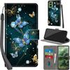 PHINIENLAND Cover per Motorola Moto G35 custodia portafoglio Farfalla | 3 scomparti carte, 1 tasca banconote, Chiusura magnetica, Supporto, Pelle PU flip cover per Moto G35