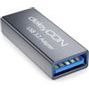 deleyCON Adattatore Accoppiatore USB in Alluminio 5 Gbps - Presa A a Presa A - Collega/Estendi 2 Cavi USB - Compatibile con 3.2/3.1/3.0/2.0