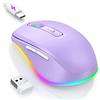 Seenda Mouse wireless, ricaricabile con luce LED per laptop, mouse silenzioso USB 2,4 G con mover jiggler integrato, simulare il movimento del mouse per mantenere il computer sveglio, viola