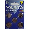 VARTA CR 2025, 6025101415, Batteria Litio a Bottone, Piatta, Specialistica, 3 Volts, Diametro 20mm, Altezza 2,5mm, confezione 5 pile