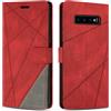 SONWO Cover per Samsung Galaxy S10 Plus, Flip Caso in PU Pelle Case Cover Custodia con Slot per Schede e Supporto Stand per Samsung S10 Plus, Rosso