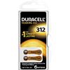 Duracell 312 Batterie per Apparecchi Acustici con Easy Tab, 6 Batterie, Marrone
