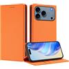 IMIRST Cover per iPhone 17 Pro 6,3 Pollici, [RFID Shieldon] Libro Custodia Portafoglio Premium Pelle PU, Slot Scheda, Chiusura Magnetico Aletta Antiurto Case per iPhone 17 Pro, LZW Orange