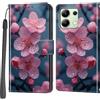 Haninsuze Cover per Xiaomi Redmi Note 13 4G, Custodia Interno TPU Antiurto Portafoglio con Disegni [schede Fessura] [Supporto Stand] Cover Libro in PU Pelle (Fiore di pesco)