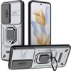 ESTH® Cover per Honor 90 5G con Custodia per Fotocamera Scorrevole e Supporto ad Anello [Custodia Paraurti Compatibile con Supporto Magnetico per Auto], Grigio