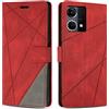 SONWO Cover per Oppo Reno 7 4G / F21 PRO 4G / Reno 8 4G / F21S PRO 4G Custodia, Flip Caso in PU Pelle Case Cover Premium Portafoglio Custodia per Oppo Reno 7 4G / Reno 8 4G, Rosso