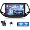 ETLFUCyber Autoradio per Jeep Compass 2017-2021,[2G+64G] Android Autoradio 10.1 Touch Screen con Carplay e Android Senza Fili/Bluetooth/WiFi/Bluetooth/EQ/FM RDS Radio