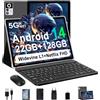 ZIOVO Tablet Android 14 Tablet 10 Pollici, 22GB RAM+128GB ROM (TF 1TB), 5G WiFi Tablet, Widevine L1/Octa-Core/8000mAh/Corpo Metallico/8+5MP/Supporto Netflix, 2 in 1 Tablet con Tastiera e Mouse- Nero