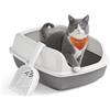 Feandrea Vassoio Lettiera per Gatti con Bordi Alti, XL, Aperto con Paletta, per Gattini e Gatti Grandi, Bianco Nuvola PPT009W101
