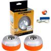 MAGIC SELECT 2x Luce di Emergenza V16, per Segnaletica Stradale di Auto e Moto. Luce Gialla Lampeggiante e Bianca Fissa con Accensione Automatica, Base Magnetica e Batteria Ricaricabile.