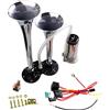 Yida Tromba per Auto, 12 V, 150 db, Avvisatore Acustico ad Aria, in Zinco Cromato, Doppia Tromba con Compressore per Qualsiasi Veicolo a 12 V, Camion, Autocarri, Treni, Barche, Auto e Furgoni