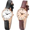 JewelryWe Orologio da donna in pelle con diamanti: orologio al quarzo analogico con strass scintillanti, bracciale in pelle per donne e ragazze con quadrante arcobaleno multicolore e grandi numeri