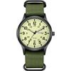 JewelryWe Orologio Tattico Militare da Uomo: Orologio Pratico con Data, Giorno della Settimana, Numeri Arabi Luminosi, Cinturino in Nylon Verde, Quadrante Nero Grande per Alpinismo, Guida Notturna
