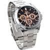 JewelryWe Orologio design New Golden Cavaliere, Business Casual Orologio elegante, 3 Occhi decorativi, Quadrante nero/blu attraente, Orologi da uomo cinturino colore Argento