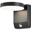 V-TAC VT-11020S 20W LED WALL LIGHT WITH SENSOR COLORCODE:3000K BLACK BODY ROUND, IP65