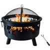 Relaxdays Braciere Relaxdays, Ø 64 cm, parascintille, attizzatoio, Acciaio, Design a Fiamma, focolare da Giardino, Nero