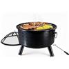 Relaxdays braciere HxØ 62 x 66 cm, con griglia, parascintille e attizzatoio, per Giardino, Nero