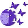 FLEXISTYLE Orologio da parete salotto tondo moderno FARFALLE viola decorativo silenzioso 30 cm