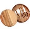 THUN - Set tagliere con coltelli formaggio - legno - Collezione Country Bloom - 25,1 X 25,1 X 4,3 CM
