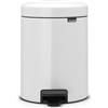Brabantia Pedal Bin Newicon Pattumiera a Pedale, Secchio Interno in Plastica, Bianco, 5 lt