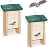 Relaxdays Casette per Pipistrelli, Set 2 pz, Legno Grezzo, 25x18x6 cm, Naturale e Verde