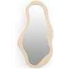 DRW Specchio da parete con forma moderna poliresina e legno in crema effetto pietra 100x55x2,5 cm