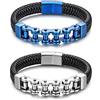 JewelryWe Bracciale Largo Punk in Pelle Catena da Uomo Steampunk Stile Sportivo Regalo Colore Nero/Marrone