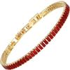 RIZILIA Bracciale Tennis Minimalista Donna Oro Giallo 14K Rubino Rosso Creato CZ Taglio Princess 2mm Regolabile 16,5-19cm Gioielli Statement Eleganti Regalo Compleanno Scatola Inclusa