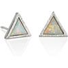 Namana Orecchini a Bottone Opale. Orecchini Triangoli con Finitura Spazzolata con Opali Creati. Orecchini a Bottone Placcato Oro 14 Carati o Color Argento per Donne (Placcato argento, Opale)