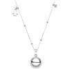 Dada Gioielli - Collana Chiama Angeli Gravidanza - Gioiello Sonoro per Mamme in Attesa - Piedino Bebè, Quadrifoglio, Cuore, Orsetto, Ciuccio, Zirconi. 110 cm Acciaio Anallergico (Angelo Argento)