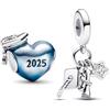 PHCLASY Graduation Blue Cuore and Stars Charms Compatibile con Bracciali e Collane Europei, Stagione di Laurea Per le Donne