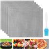 Vegena Set di 6 tappetini per barbecue, 40 x 33 cm, antiaderenti, griglie, grigliato, in rete, riutilizzabili, accessori per barbecue