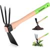 WORKPRO Zappa e Coltivatore 2-in-1 - Rastrello da Giardino con Manico in Legno da 36 cm, Lama Affilata e Denti a 3 Artigli, Attrezzo Pesante per Scavare, Smuovere il Terreno, Sarchiare e Coltivare