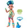 Cave Club Bambola Preistorica Slate da 25.4 cm, Capelli Blu, con Dinosauro e Accessori, Giocattolo per Bambini 4+Anni, GNL87