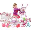 deAO Games Kids-Set da gioco 5 in 1, con tappetino da gioco, lettino, marsupino, passeggino e borsa da viaggio, 59 x 12 x 38 cm (bambola non inclusa)