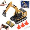 LTFIOON Mini Escavatore Telecomandato, 1:64 Escavatore RC Giocattolo in Metallo con App e Telecomando 2,4 GHz, Luci ed Effetti Sonori, 2 Velocità, Veicolo da Costruzione Telecomandato per Bambini