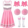 LEACOOLKEY Costume da Cheerleader per Ragazze Costume di Halloween Uniforme da Cheerleading Set per Travestimenti Feste Compleanno