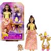 Mattel Disney Princess - Set da te' di Belle playset e bambola Belle con vestiti scintillanti, con amici e vivande, Giocattolo per Bambini 3+ Anni, HLW20