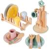 Jokapy Set Stoviglie Cucina Bambini, Giochi Cucina Legno, Pentole E Piastra, 4 Piatti, 4 Tazze, 4 Coltelli, 4 Forchette, 4 Cucchiai, Supporto, Adatto A Ragazzi E Ragazze, Età 3/4/5 Anni