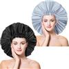 Abeillo 2 cappe da doccia extra grandi, impermeabili, XL, riutilizzabili, in plastica, per capelli lunghi, ricci, trecce (nero, grigio)
