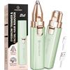 VG VOGCREST Rasoio portatile per sopracciglia e rimozione dei peli del viso per donne, ricaricabile, 2 in 1, rasoio per sopracciglia, labbra, corpo, rimozione peli del viso, con luce LED integrata (verde)