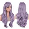 IMISSU 70 cm capelli lunghi acqua parrucche ondulate con frangia parrucca costume cosplay (Porpora)