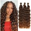 DXdixiu Extension per capelli lunghe e ricci con treccia ocean wave, capelli sintetici morbidi, trecce profondamente ondulate per bohemien, per donne (T4/30#, 45,7 cm-3T)