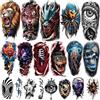Yazhiji 77 fogli 3D realistici tatuaggi temporanei per adulti e bambini, Halloween, teschio spaventoso, tigre, lupo leone, drago, serpente, mezza manica, tatuaggi finti, per donne e uomini