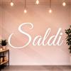 Gigio Store Kit 5 Adesivi SALDI per Vetrine Negozi - Scritte Prespaziate Senza Sfondo in Vinile Rimovibile - Vetrofanie Saldi Estivi/Invernali, Allestimento Vetrine (60x25 cm - Bianco - D)