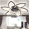 Revneey Ventilatore Da Soffitto A LED Con Illuminazione, Lampada A Sospensione Dimmerabile 66W, Silenzioso Con Luce, Per Soggiorno, Camera Da Letto Schwarz, 6 Köpfe 78x15cm
