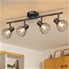 Kimjo Faretti Soffitto Orientabili - Lampada Faretti LED Soffitto Nero - Faretto da Soffitto 4 Luci E14 - Faretti Cucina Plafoniera Moderne Senza Lampadina